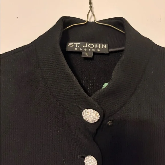 St. John Black Button-Down Shirt with Silver Accents - Picture 2 of 2